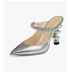 YDN Chic Spiral Thick Mid Heels Pumps Pointed Toe Slip On Mules Clogs